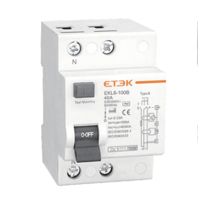 Tbkoeudhg Interruttore Differenziale di Tipo B RCCB 10KA 4 40A 30MA RCD  ELCB EKL1-63 Tipo B Dispersione RCD : : Fai da te